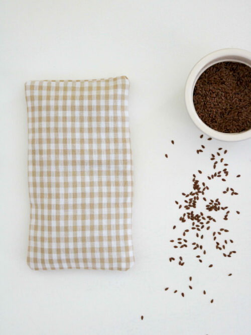 Petite bouillotte en graines de lin Vichy Beige