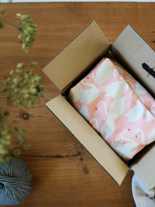Bouillotte en graines de lin Cygnes Roses