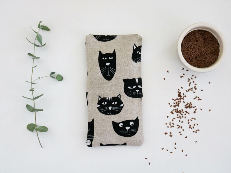 Petite bouillotte en graines de lin Chats – Image 5