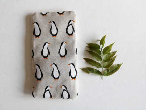 Petite bouillotte en graines de lin Pingouins