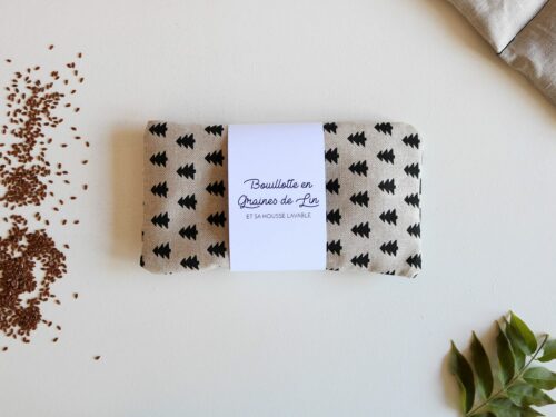 Bouillotte en graines de lin avec housse lavable bouillotte séche (22) Petite bouillotte en graines de lin Sapins