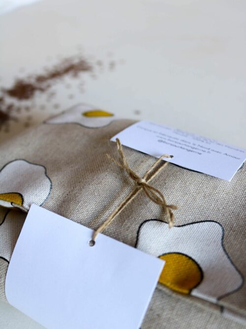 Bouillotte en graines de lin avec housse lavable bouillotte séche (38) Bouillotte en graines de lin Oeufs