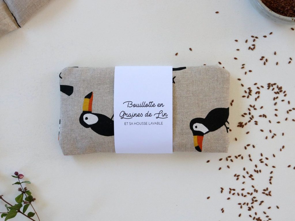 Petite bouillotte en graines de lin Toucans