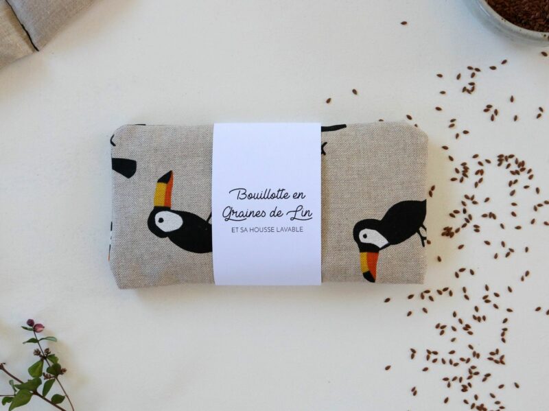 Petite bouillotte en graines de lin Toucans