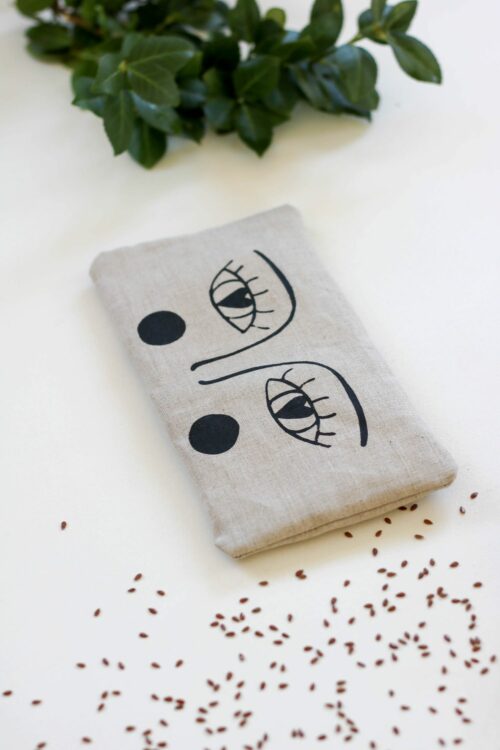 bouillotte sèche en graines de lin yeux masque apaisant compresse chaude (2) La petite bouillotte en graines de lin yeux eveil