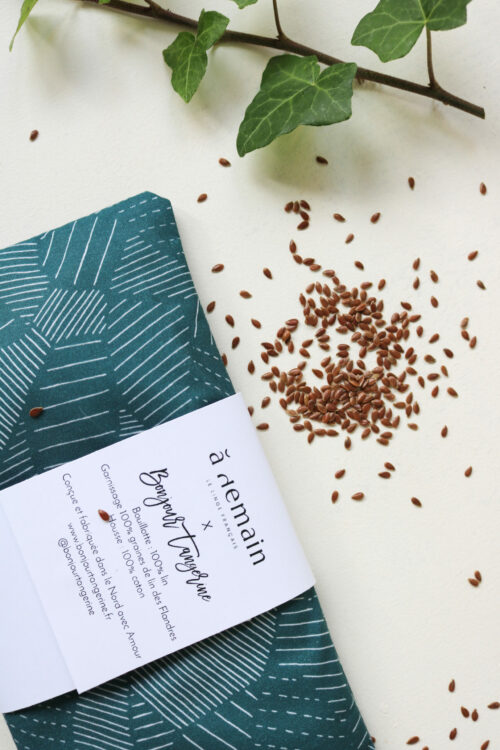 Petite Bouillotte sèche en graines de lin X A Demain - Parcelles Émeraude