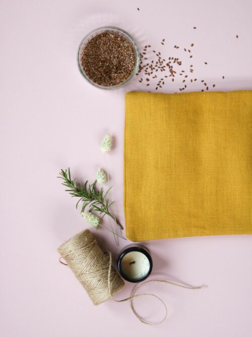 Grande bouillotte sèche en graines de lin - Lin moutarde