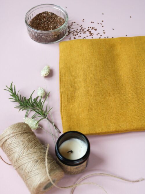 Grande bouillotte sèche en graines de lin - Lin moutarde