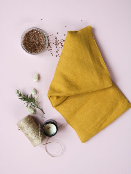 Grande bouillotte sèche en graines de lin - Lin moutarde