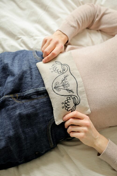 Petite bouillotte en graines de lin utérus douleurs menstruelles