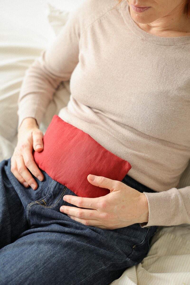 Petite bouillotte en graines de lin ventre