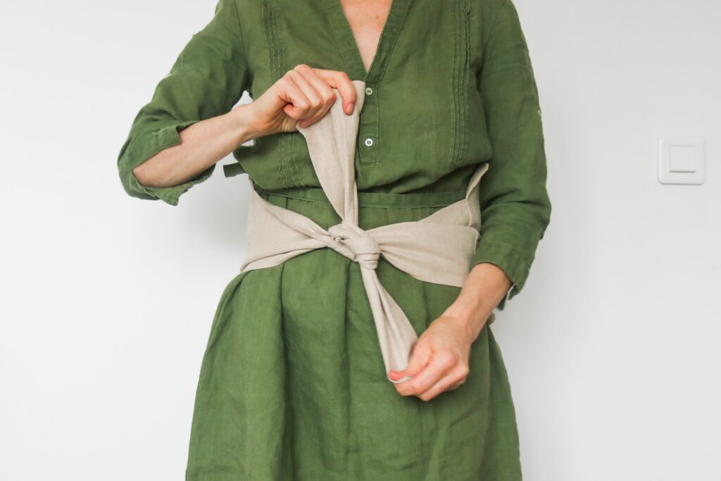 La grande bouillotte en graines de lin ceinture à nouer – Image 5