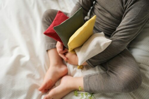 Petite bouillotte en graines de lin couleurs