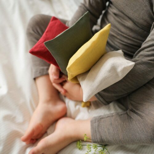Petite bouillotte en graines de lin couleurs