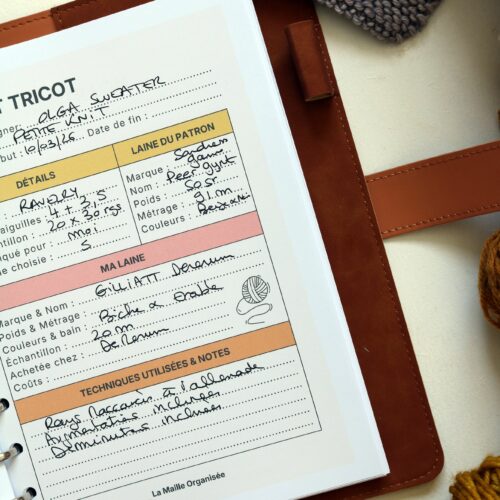 fiche projet tricot crochet journal organisation projet