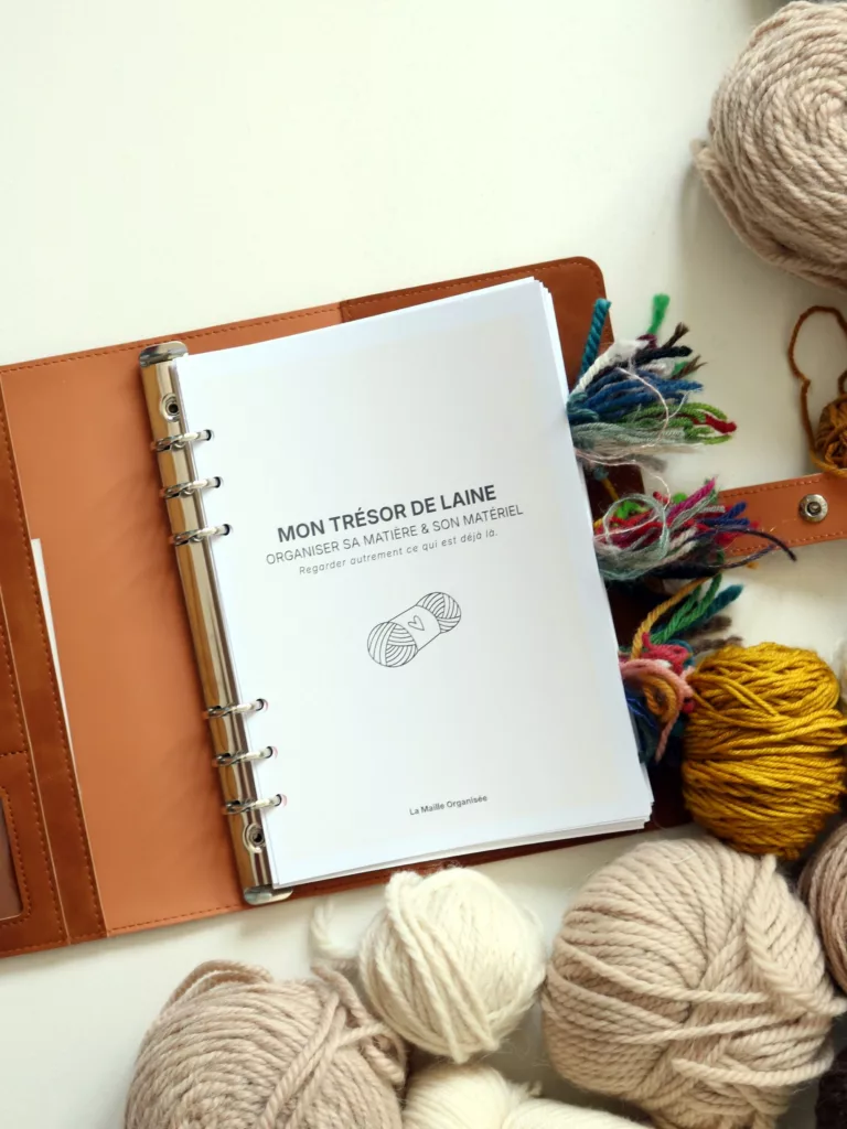 Pages intérieures du Trésor de laine, carnet imprimable pour inventorier ses restes de laine tricot